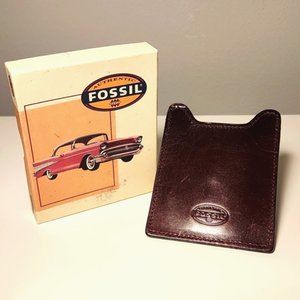 Fossil NWT Leather Front Pocket Wallet with Money Clip 3 x 3.5"